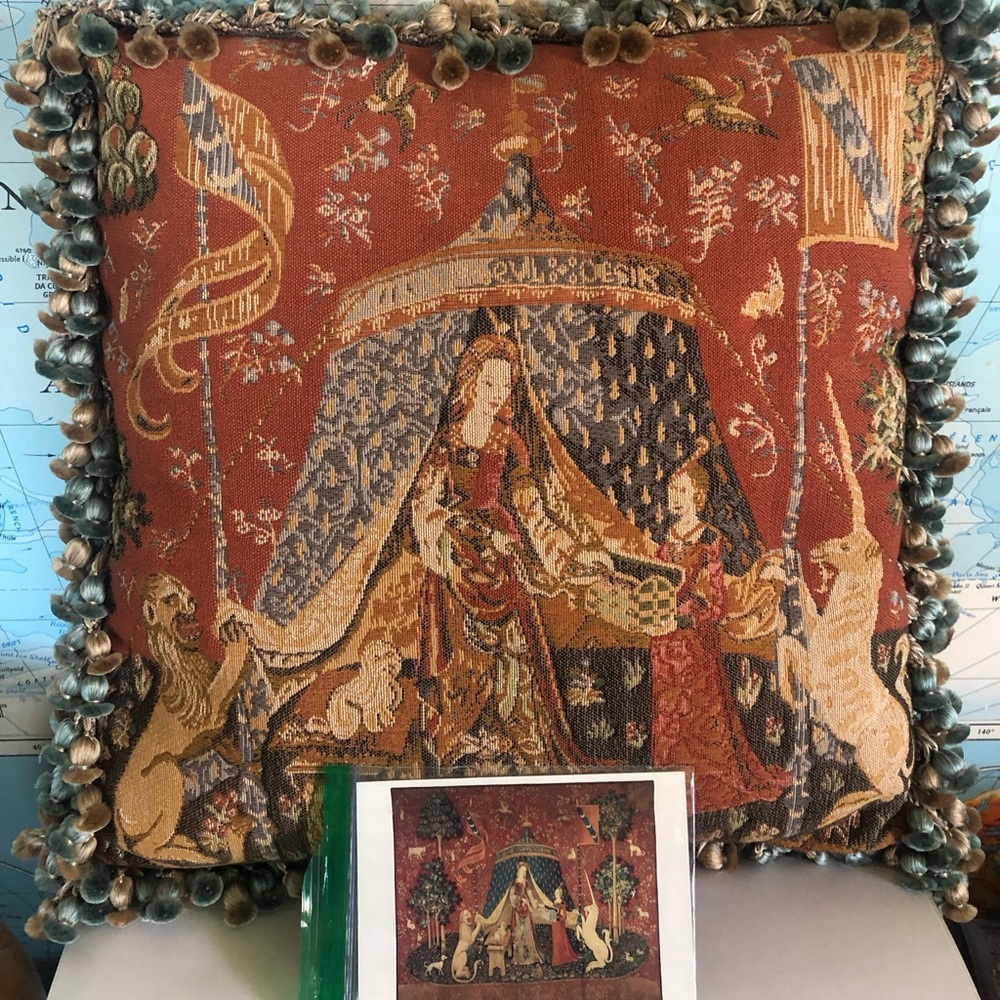 La Dame a La Licorne- the lady & the unicorn fine quality 18” tapestry pillow